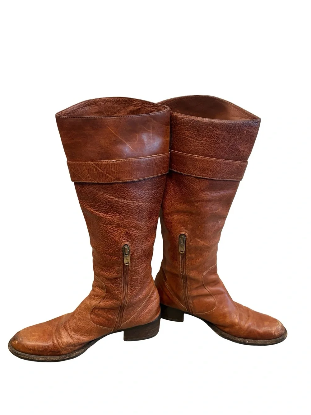 Women's Over-the-Knee Leather Riding Boots in Cognac